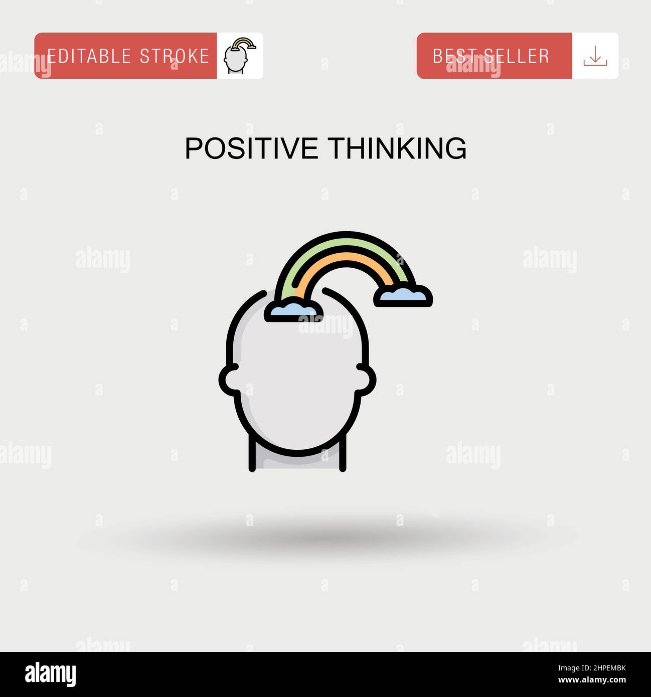 Icône de vecteur simple de pensée positive. Illustration de Vecteur