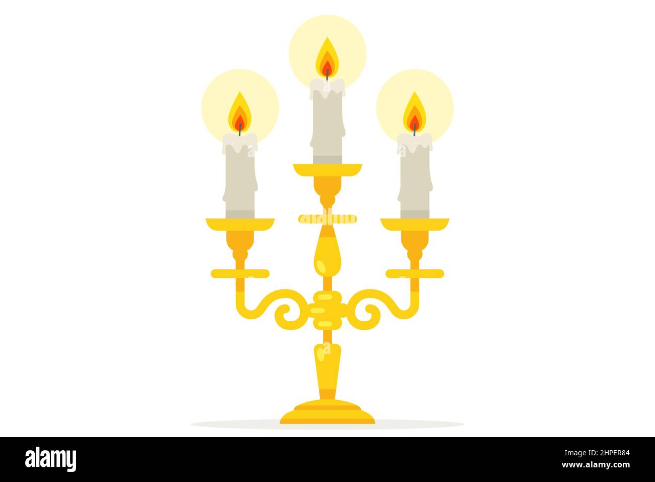 vieux chandelier de 19th siècle avec trois bougies. illustration vectorielle plate. Illustration de Vecteur