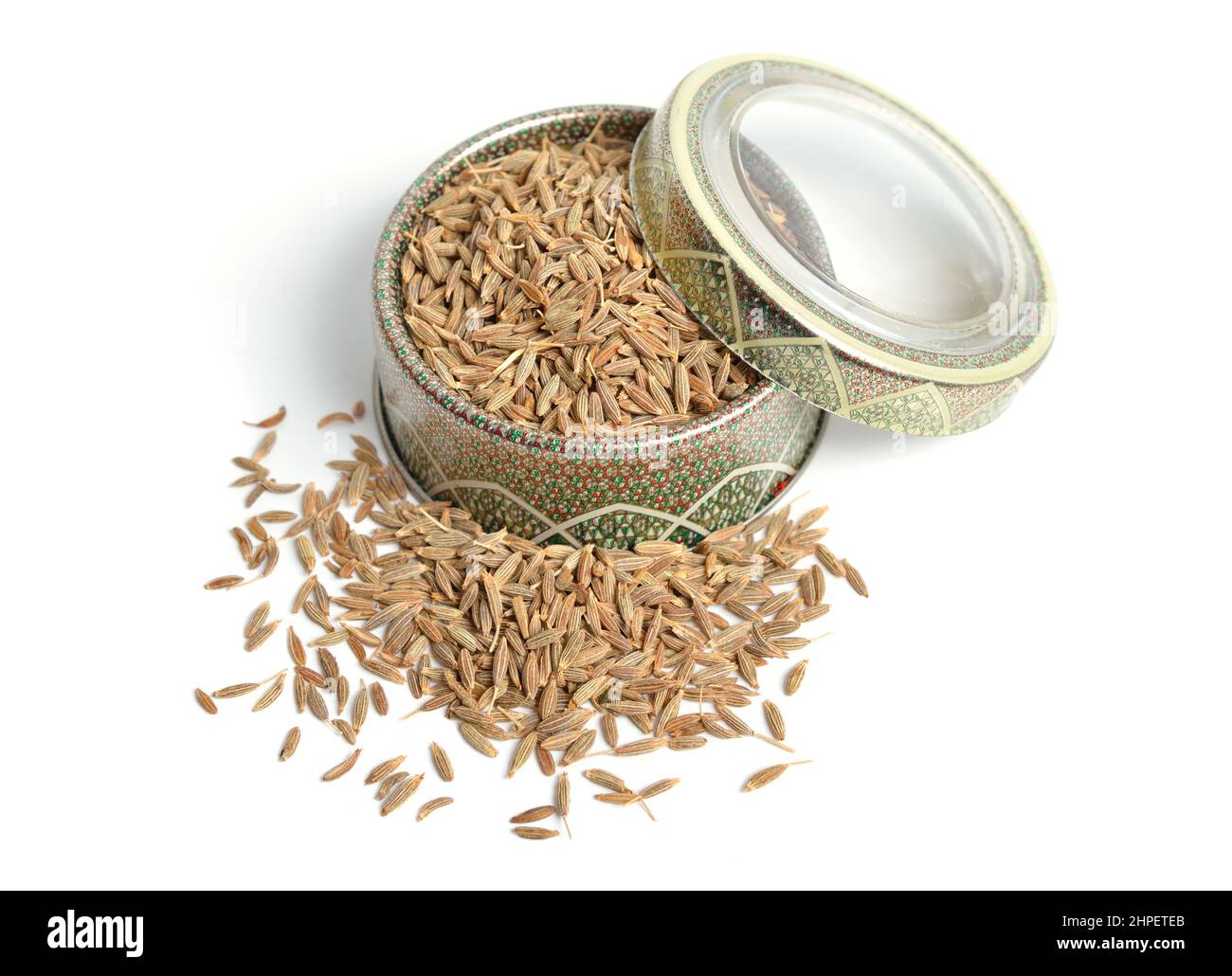 Anis, Pimpinella anisum, également appelé anis ou rarement anix. Isolé sur fond blanc Banque D'Images