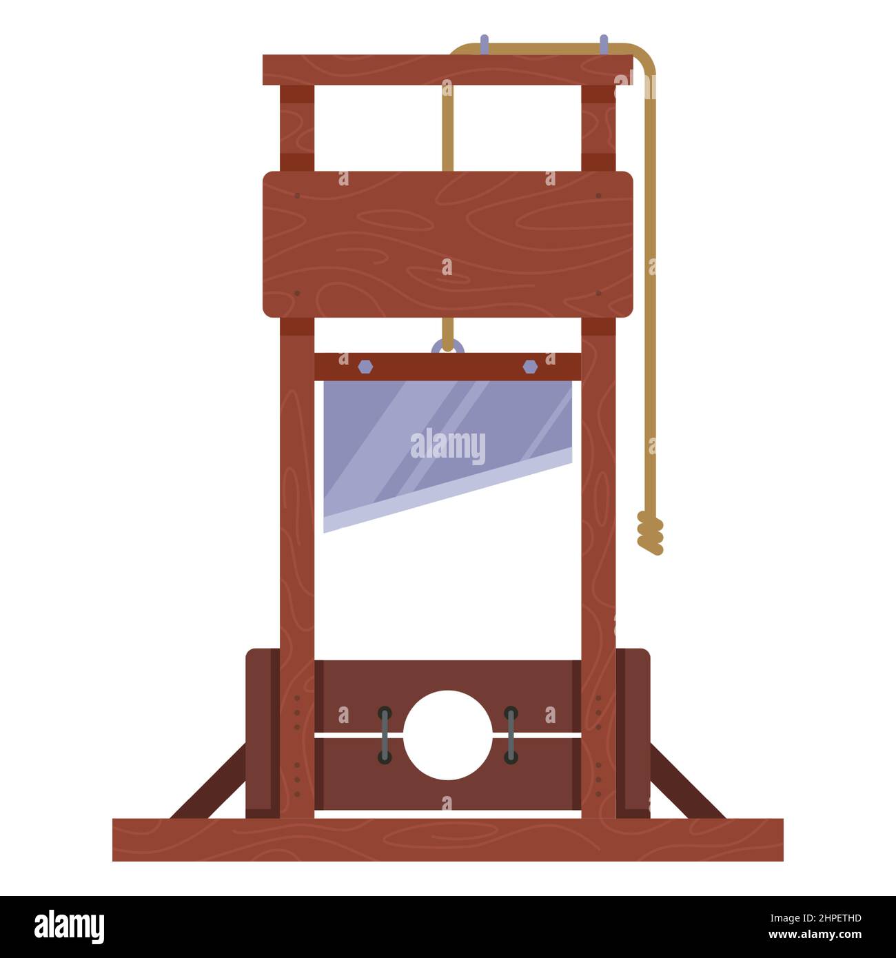 guillotine en bois pour l'exécution d'une personne. illustration vectorielle plate Illustration de Vecteur