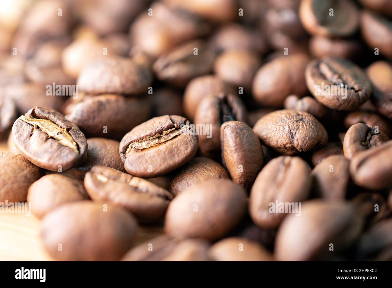 gros plan macro des grains de café Banque D'Images