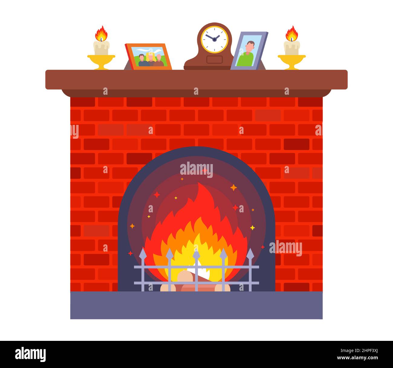 cheminée en briques rouges. maison pour le chauffage de la pièce. illustration vectorielle plate. Illustration de Vecteur