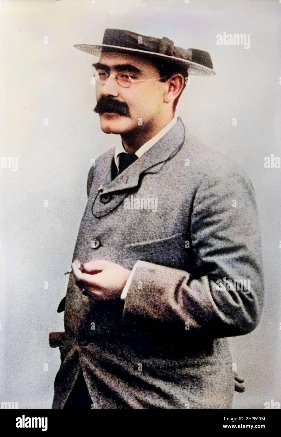 Portrait de Rudyard Kipling (1865-1936) ecrivain vers anglais 1908 Banque D'Images