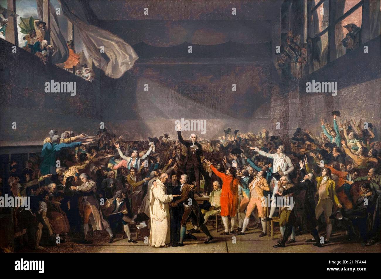 The tennis court Oath, 20th juin 1789, (le Serment du jeu de paume), huile sur toile peinture de la Révolution française de Jacques Louis David, 1791 Banque D'Images