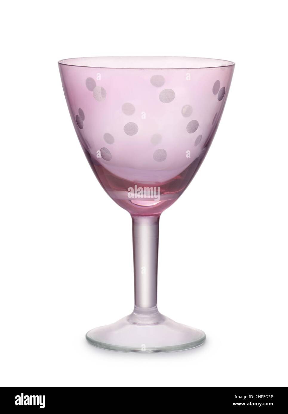 Vue de face d'un verre à vin rétro vide isolé sur du blanc Banque D'Images