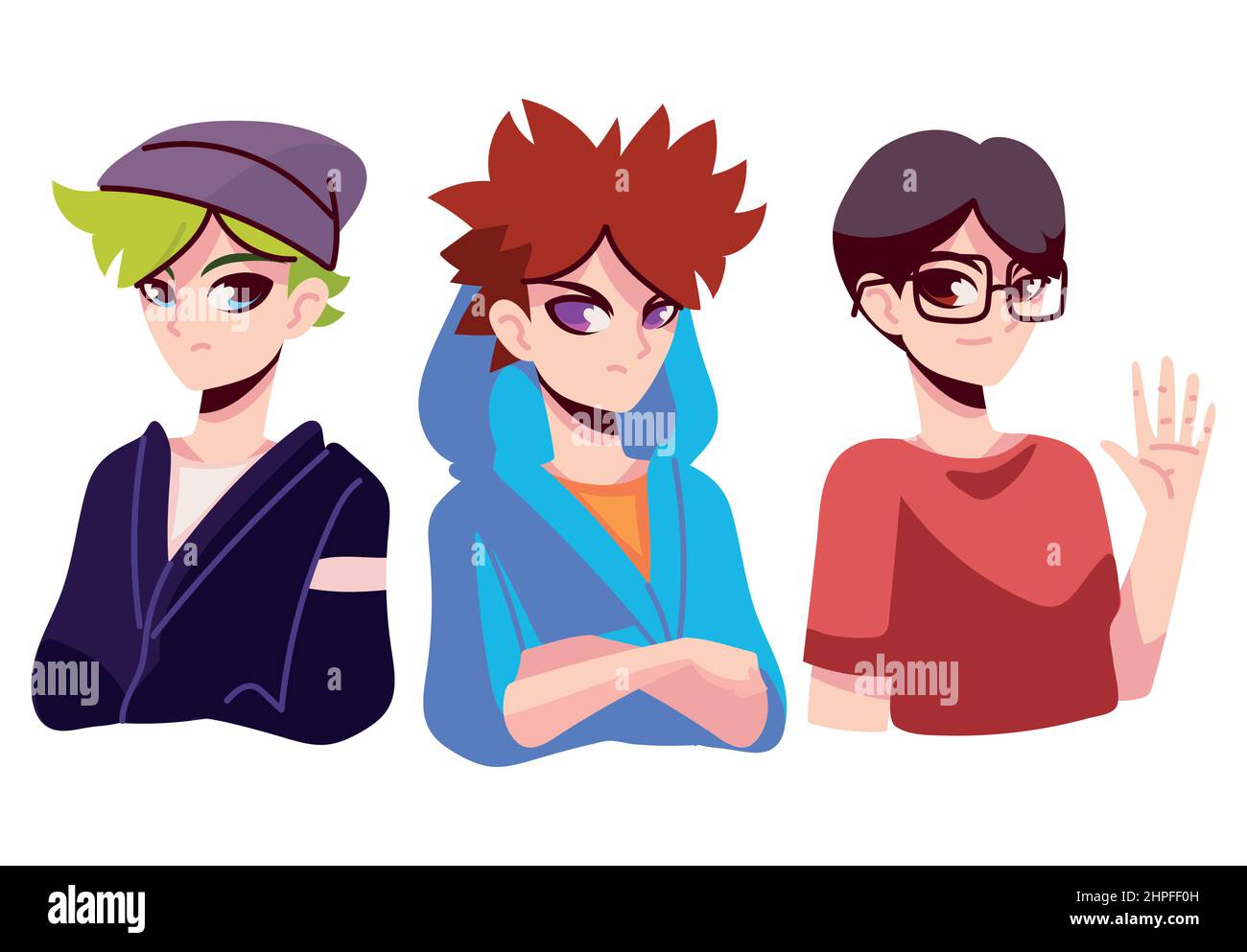 personnages anime men Illustration de Vecteur