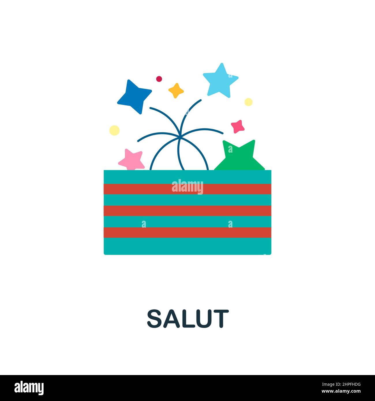 Icône Salut Flat. Affiche à éléments de couleur de la collection Celebration. Affiche d'icône Flat Salut pour le Web design, infographiques et plus encore. Illustration de Vecteur