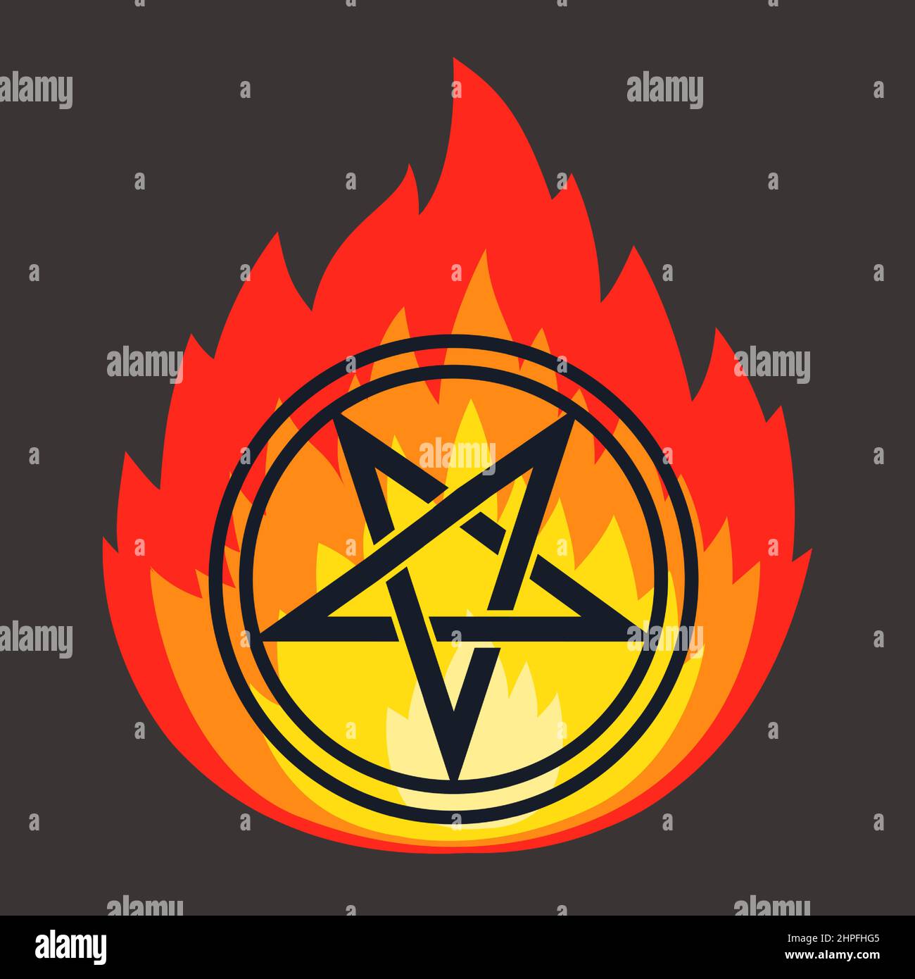 pictogramme étoile avec pointes de flamme. appeler le diable. illustration vectorielle plate