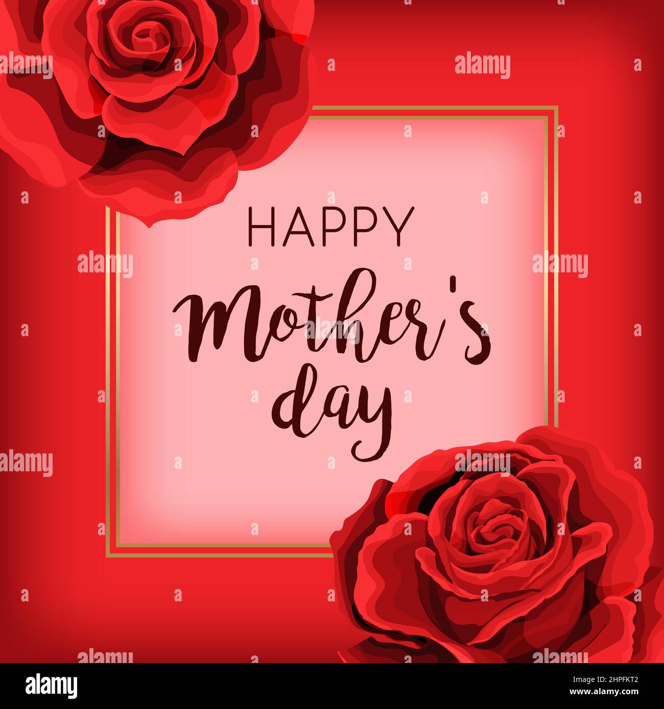 Élégante carte à motif bouquet de fleurs roses rouges. Motif vectoriel Happy Mothers Day Illustration de Vecteur