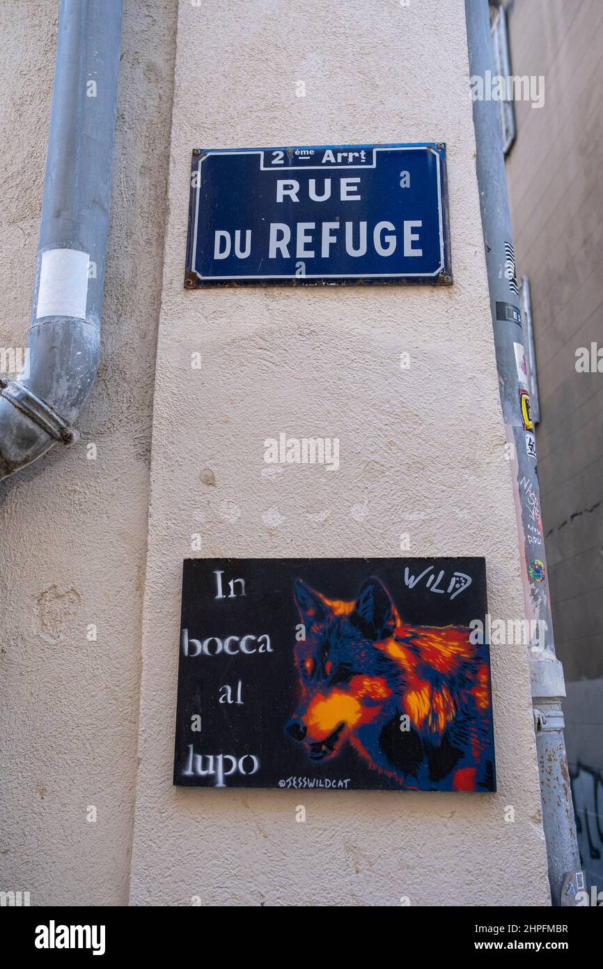 Rue du refuge quartier du Panier Marseille France Banque D'Images