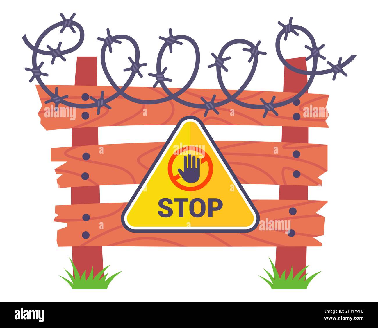 structure de protection contre les personnes non autorisées. zone réservée aux personnes non autorisées. illustration vectorielle plate. Illustration de Vecteur