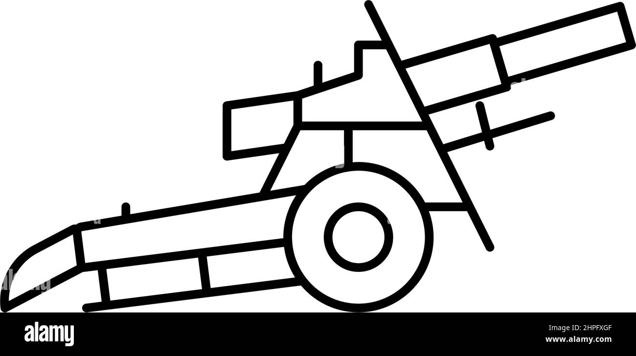 illustration vectorielle d'icône de ligne d'arme de guerre d'artillerie Illustration de Vecteur