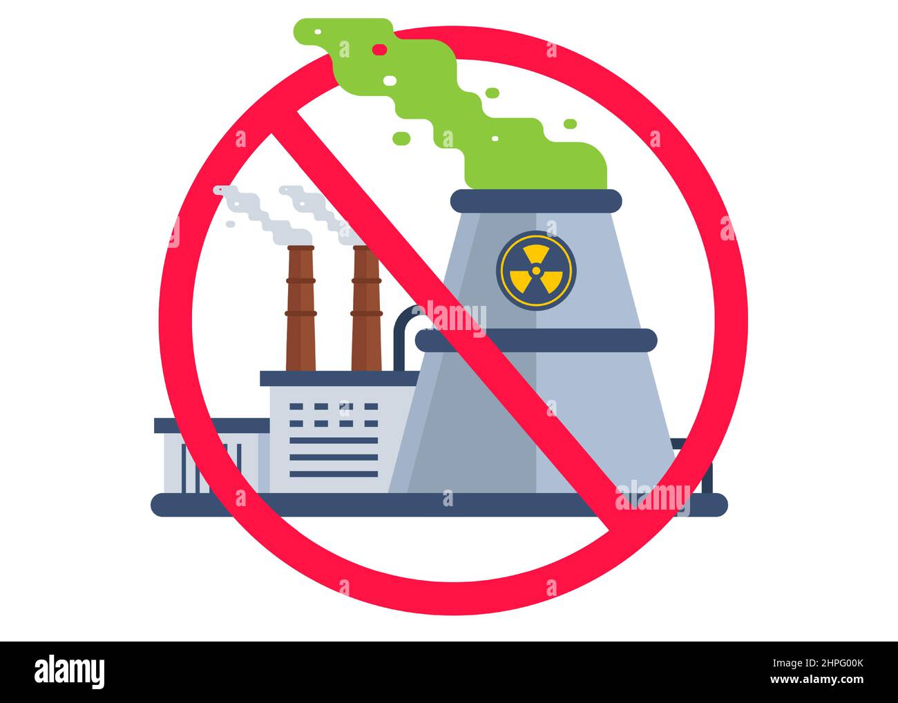 signe interdit des centrales nucléaires. illustration à vecteur plat Illustration de Vecteur