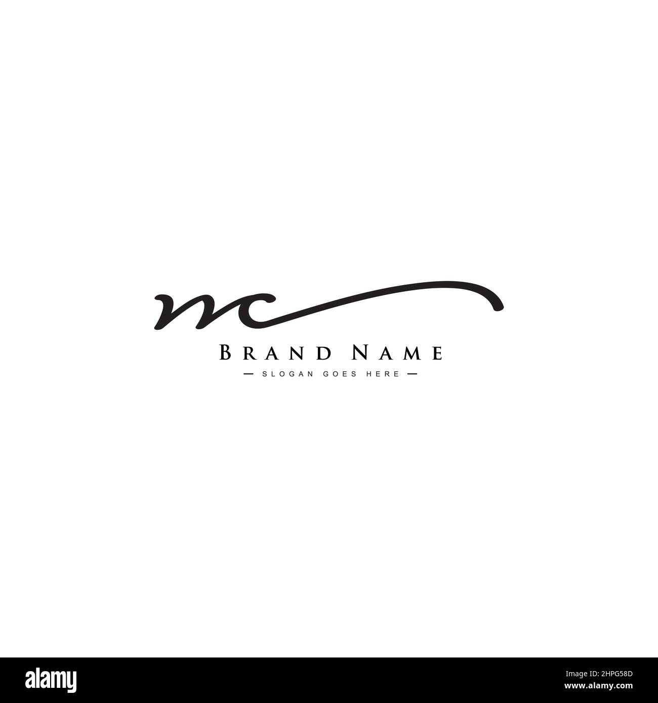 Lettre initiale logo NC, logo de signature manuscrite - modèle de logo Vector pour les initiales de nom d'entreprise en style Signature Illustration de Vecteur