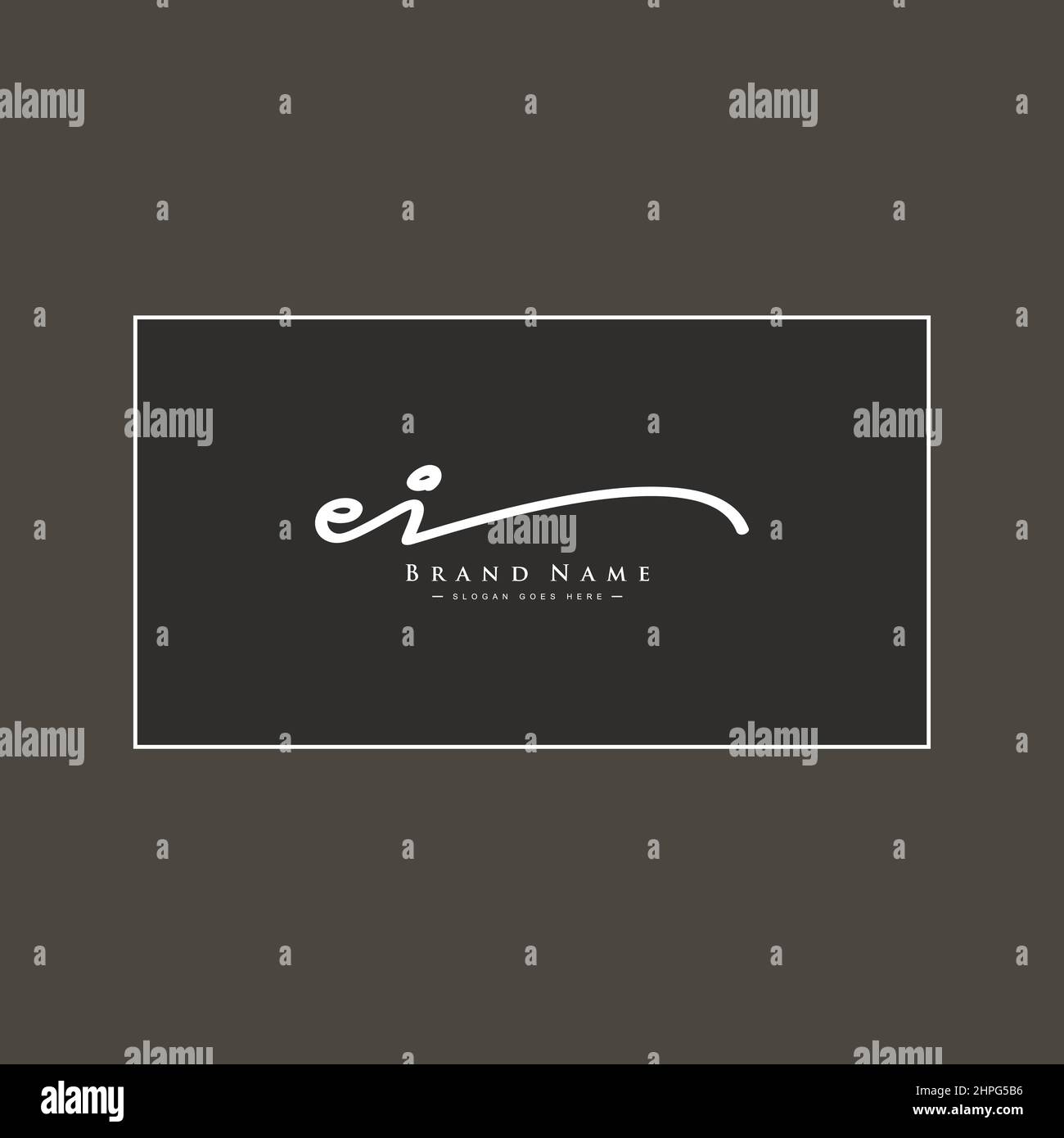 Lettre initiale logo EI - logo de style Signature dessiné à la main ...