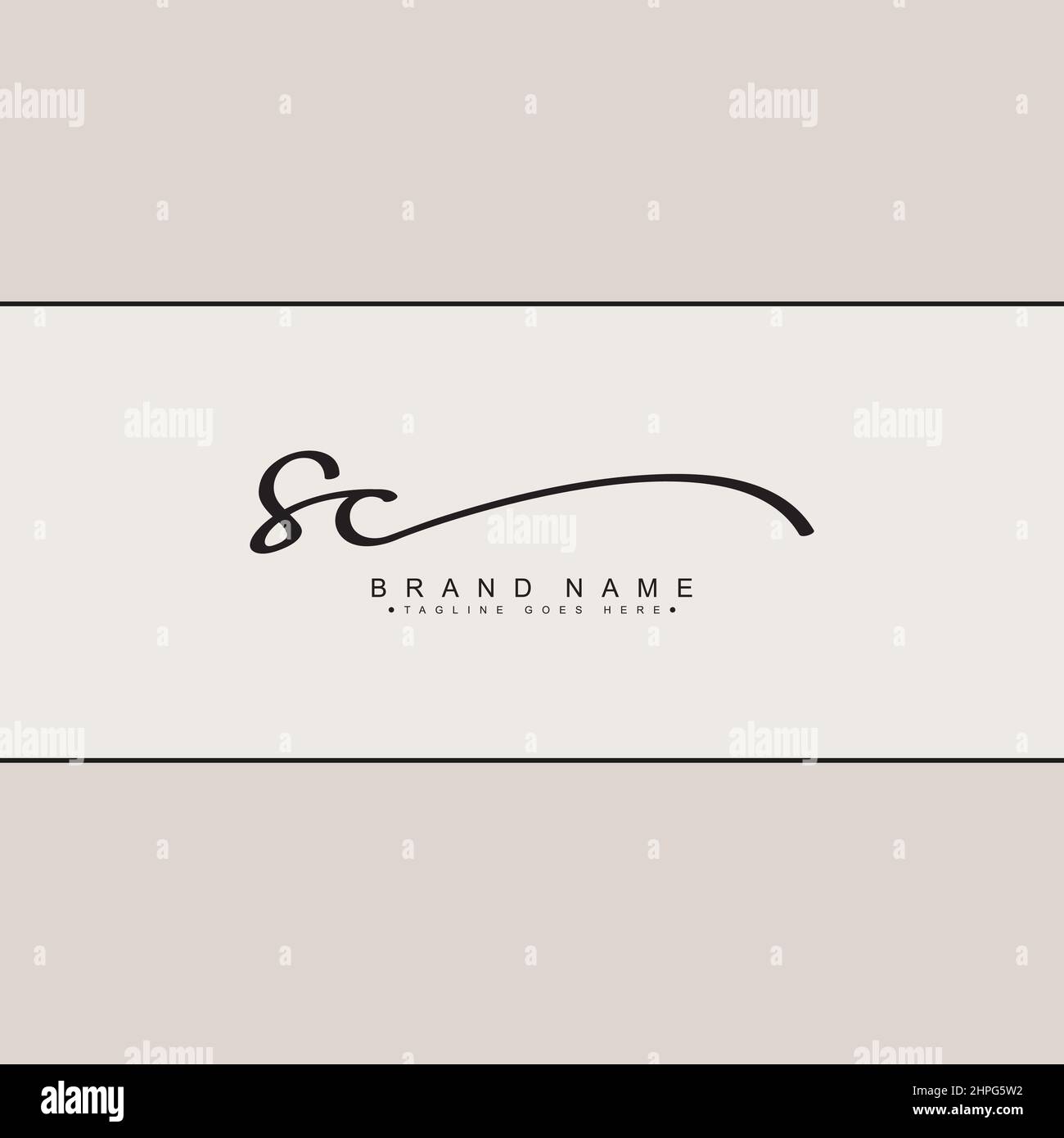 Lettre initiale logo SC - logo Signature dessiné à la main - modèle de logo Vector pour les initiales de nom d'entreprise en style Signature Illustration de Vecteur