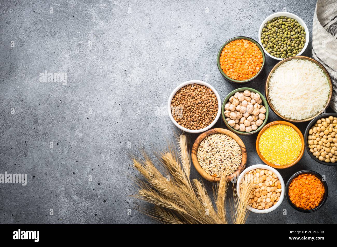 Céréales sans gluten. Alimentation saine, sans allergène. Banque D'Images