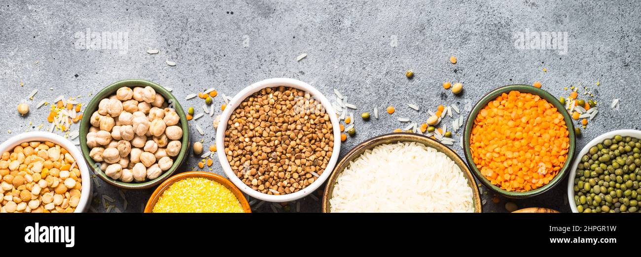 Céréales sans gluten. Alimentation saine, sans allergène. Banque D'Images