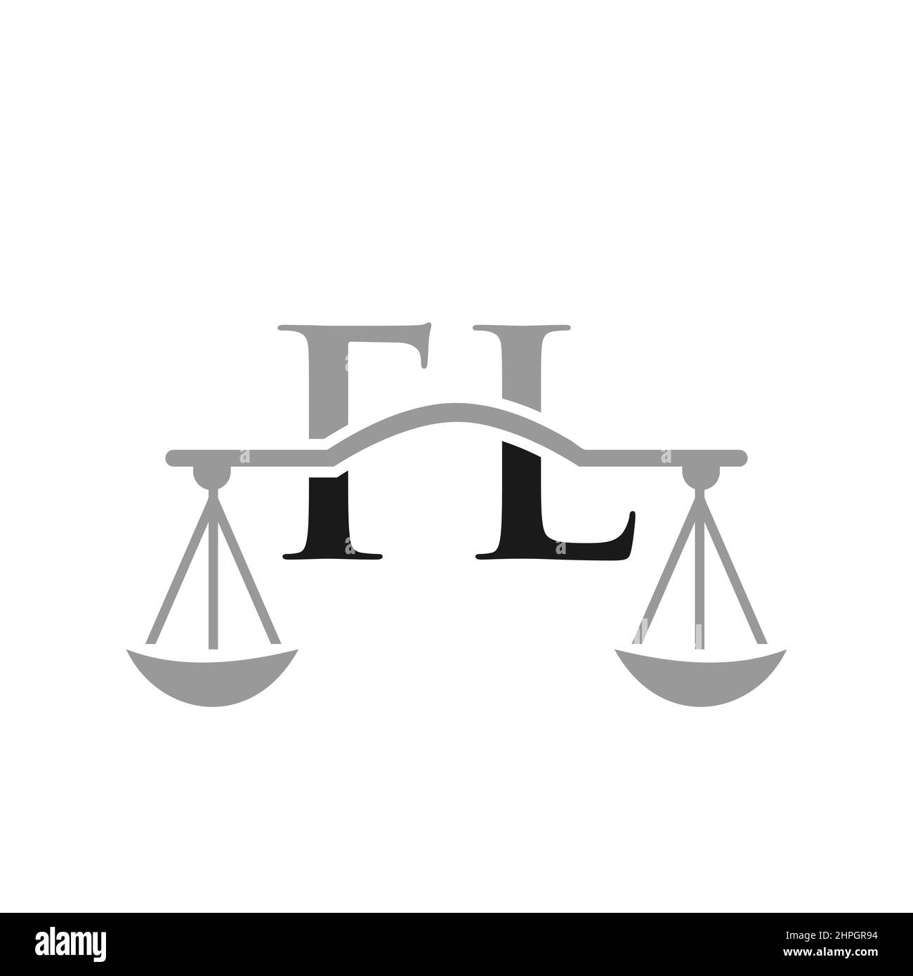 Design du logo lettre FL du cabinet d'avocats. Avocat, Service d'avocat, Bureau du droit, balance. Logo du cabinet d'avocats sur l'enseigne vecteur lettre FL Illustration de Vecteur