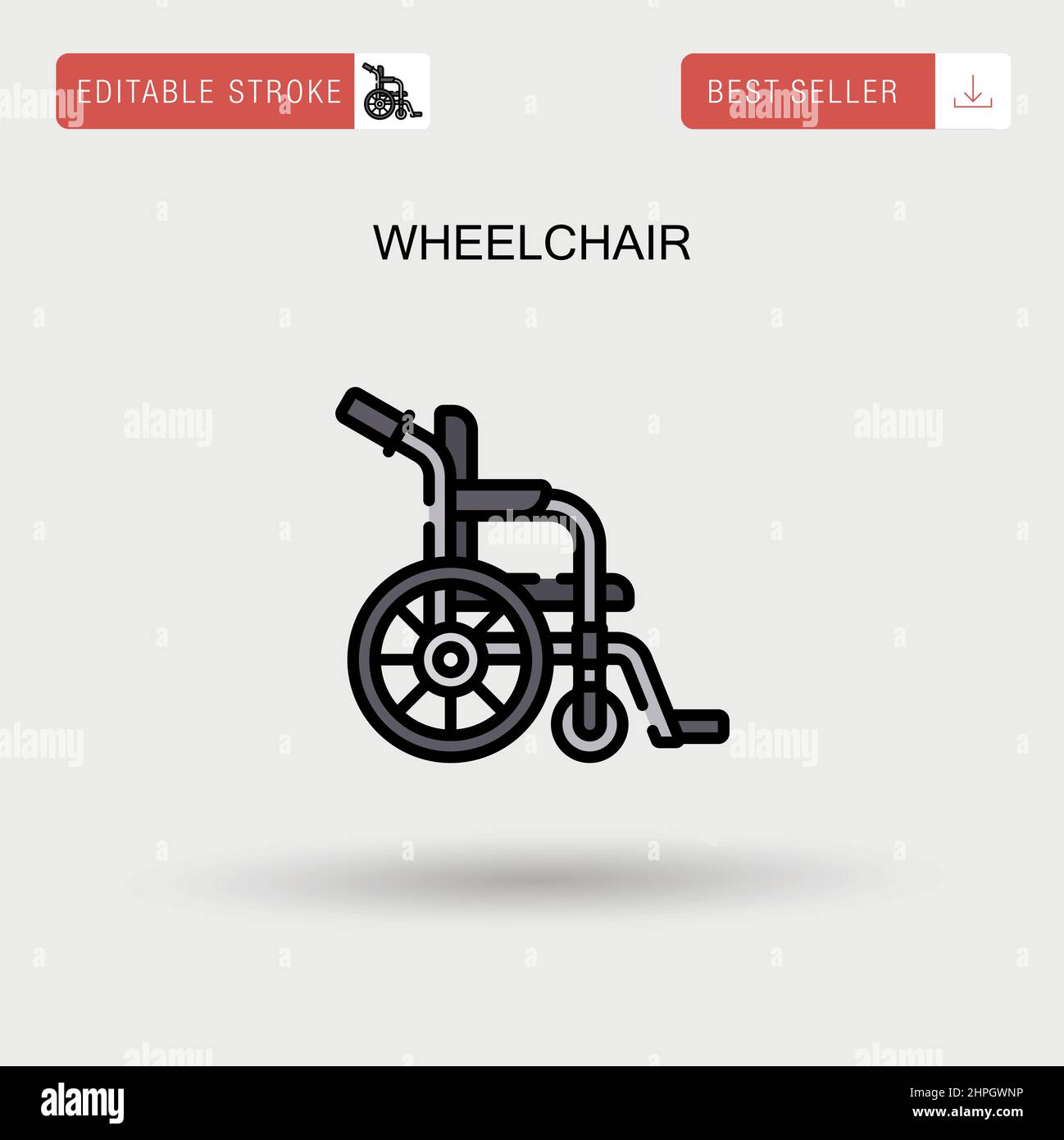 Icône de vecteur simple pour fauteuil roulant. Illustration de Vecteur