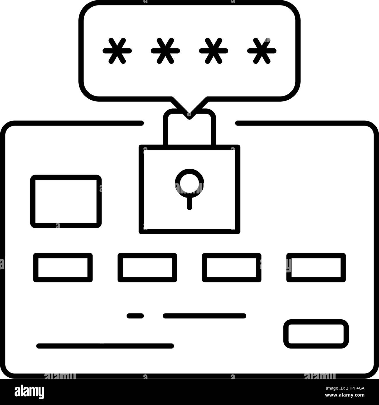 illustration vectorielle de l'icône de la ligne de la carte de code pin