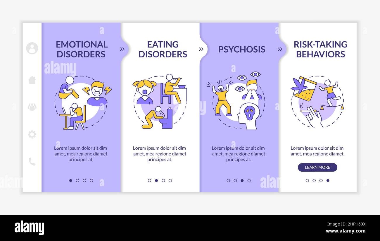 Modèle d'intégration violet et blanc pour les troubles de l'adolescence Illustration de Vecteur
