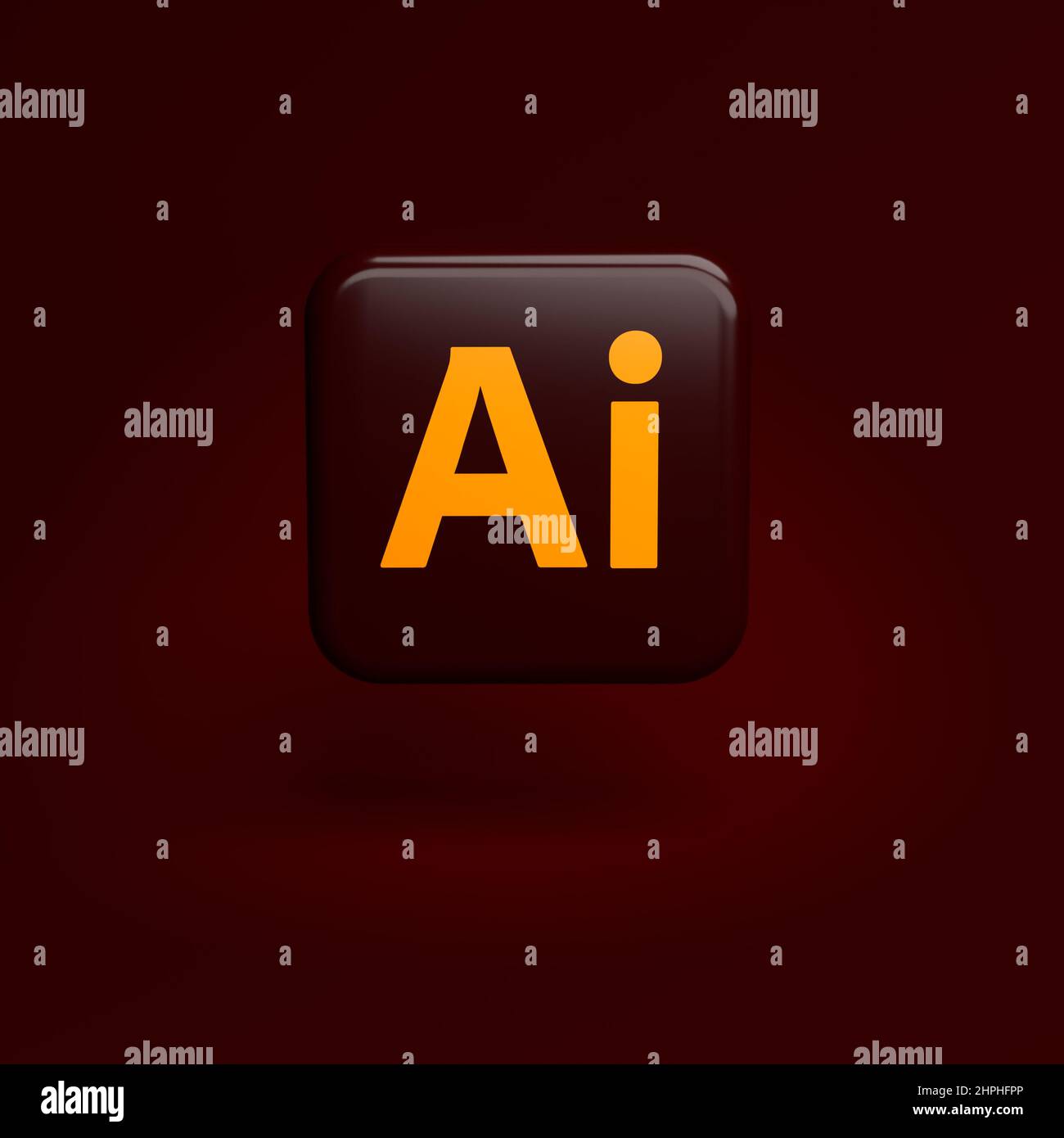 Logo du logiciel Adobe Illustrator partie majeure de Creative Cloud Apps Suite sur une mosaïque survolant un arrière-plan marron transparent Banque D'Images