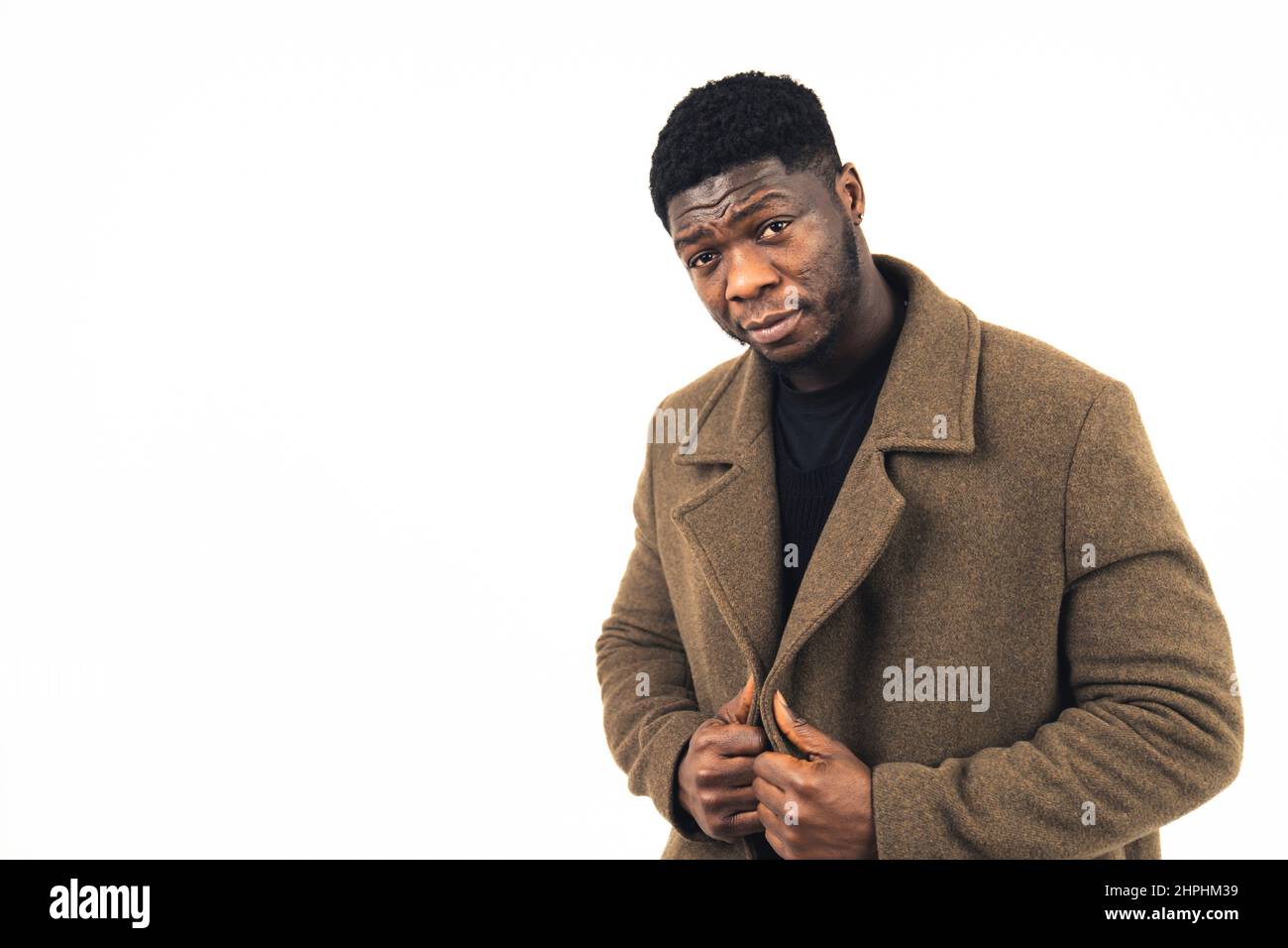 Business African American man fond blanc - gros plan. Photo de haute qualité Banque D'Images