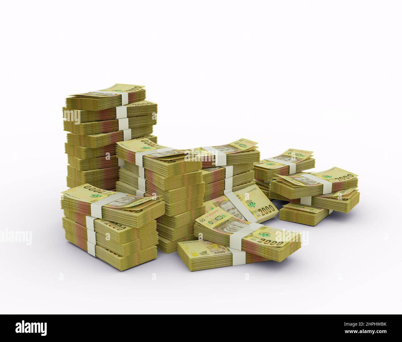 Pile de notes kawacha malawian. 3D présentation de lots de billets Banque D'Images