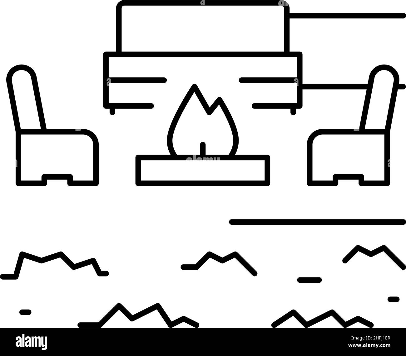 mobilier de salon extérieur et foyer ligne icône illustration vectorielle Illustration de Vecteur