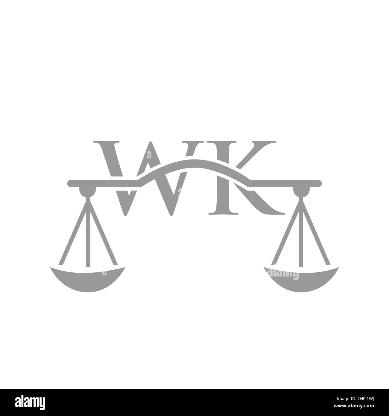 Lettre WK logo Design du cabinet d'avocats. Avocat, Service d'avocat, Bureau du droit, balance. Logo du cabinet d'avocats sur le signe vecteur lettre WK Illustration de Vecteur