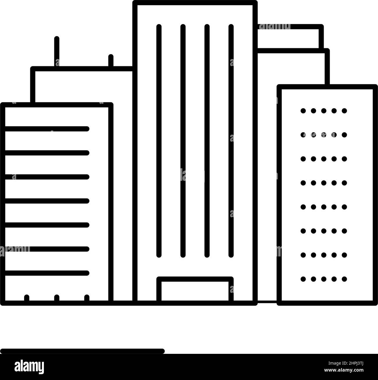 terre de bâtiments de haute élévation ligne icône illustration vectorielle Illustration de Vecteur