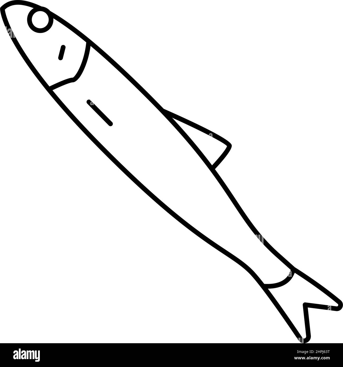 illustration vectorielle d'icône de ligne anchois japonaise Illustration de Vecteur
