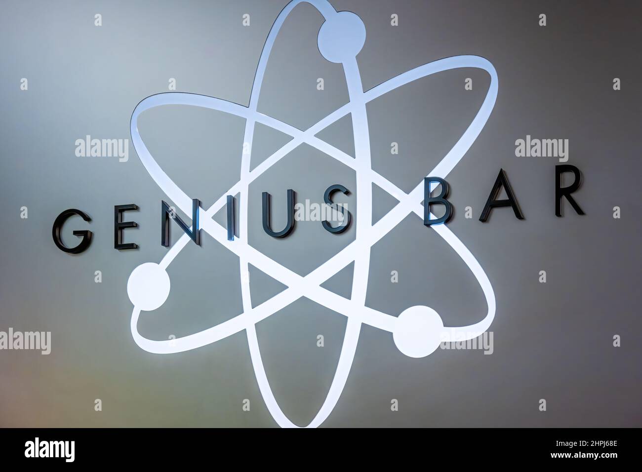 Zone de service du Genius Bar à l'Apple Store situé dans le Mall of Georgia à Buford, en Géorgie, au nord-est d'Atlanta. (ÉTATS-UNIS) Banque D'Images
