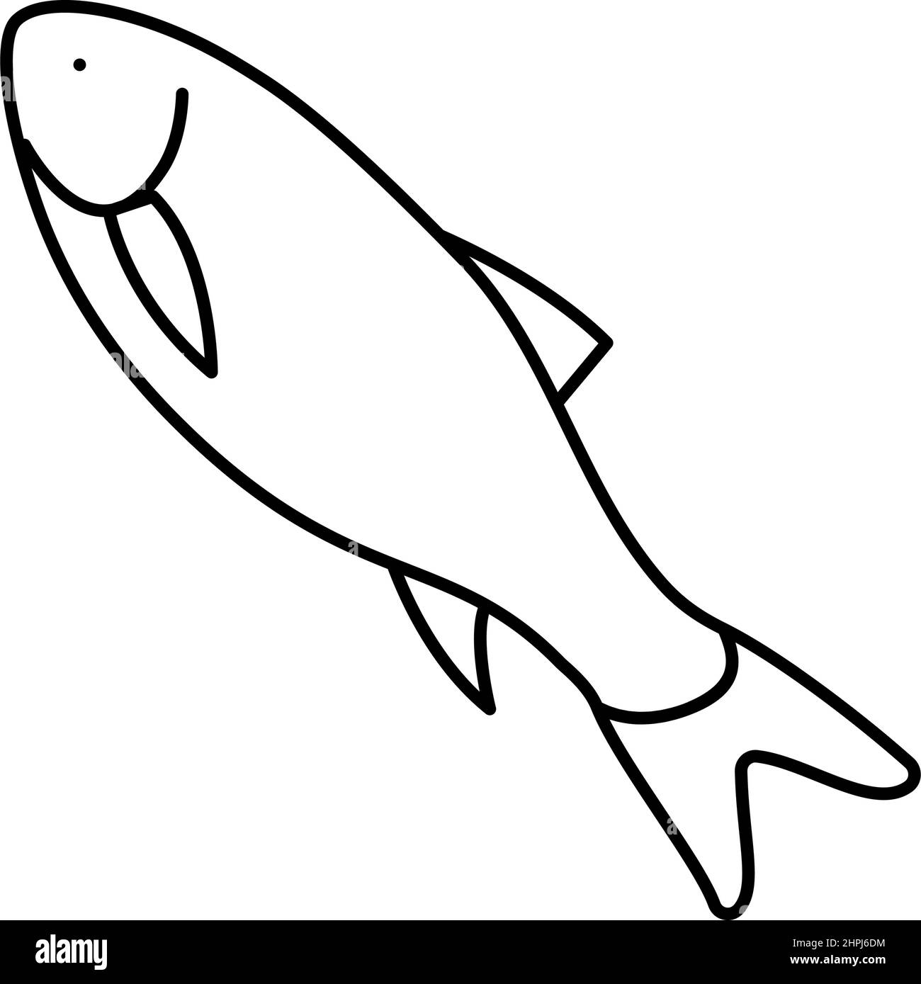 illustration vectorielle de l'icône de la ligne de poisson de rohu Illustration de Vecteur