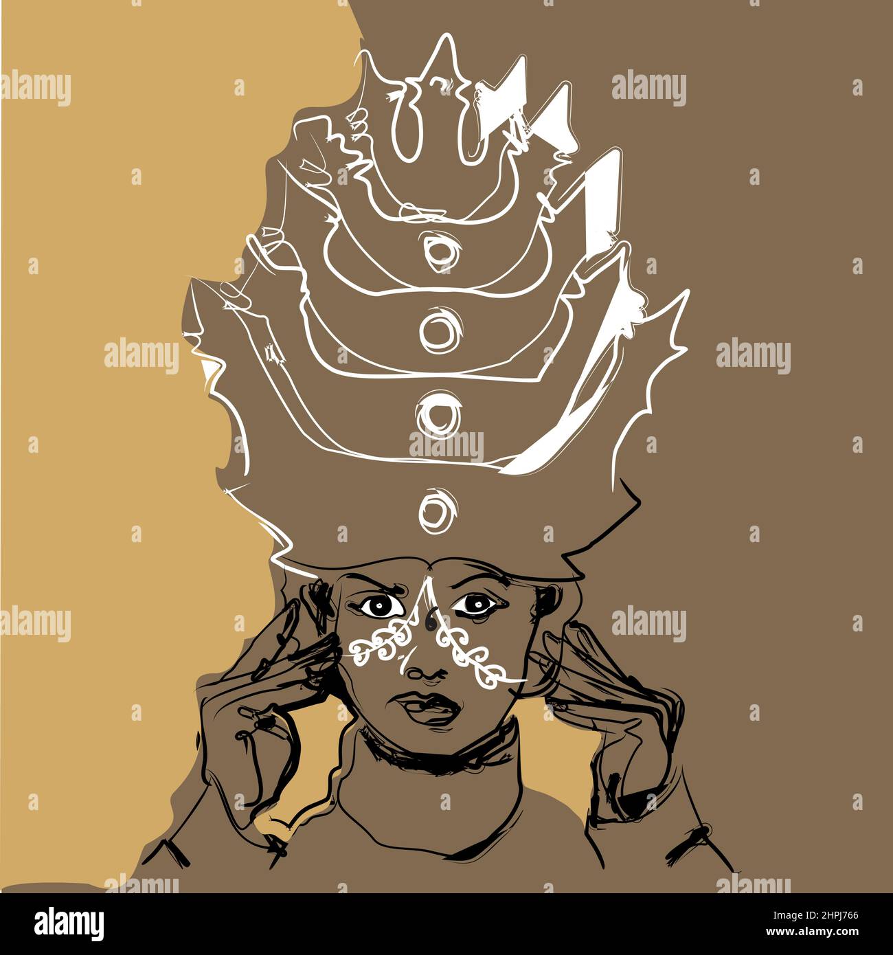 Illustration de la couronne de la mariée Mandliing au nord de sumatra Illustration de Vecteur