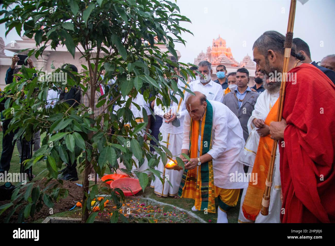 Ramanuja Statue of Egalité Dedicace, Rajnath Singh arbre de prière, Hyderabad, Telengana, Inde Banque D'Images