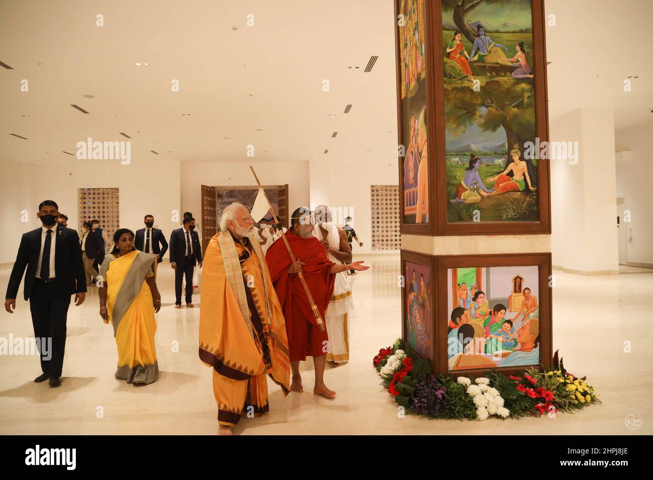 Ramanuja Statue of Egalité Dedicace, Chinna Jeeyar Swamy avec Narendra Modi, Hyderabad, Telengana, Inde Banque D'Images