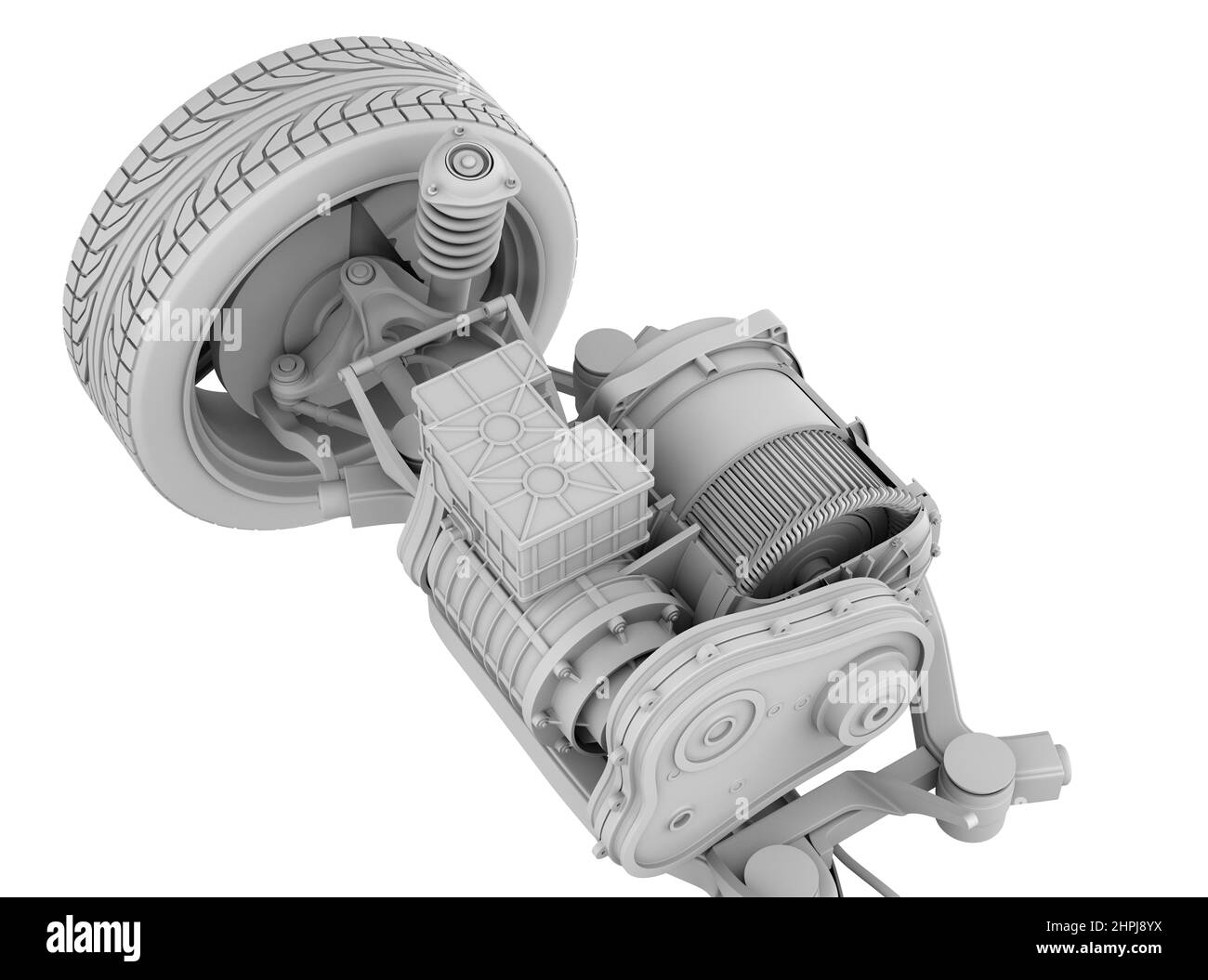 Rendu en terre battue de la vue en coupe du moteur de véhicule électrique. 3D rendu de l'image. Banque D'Images