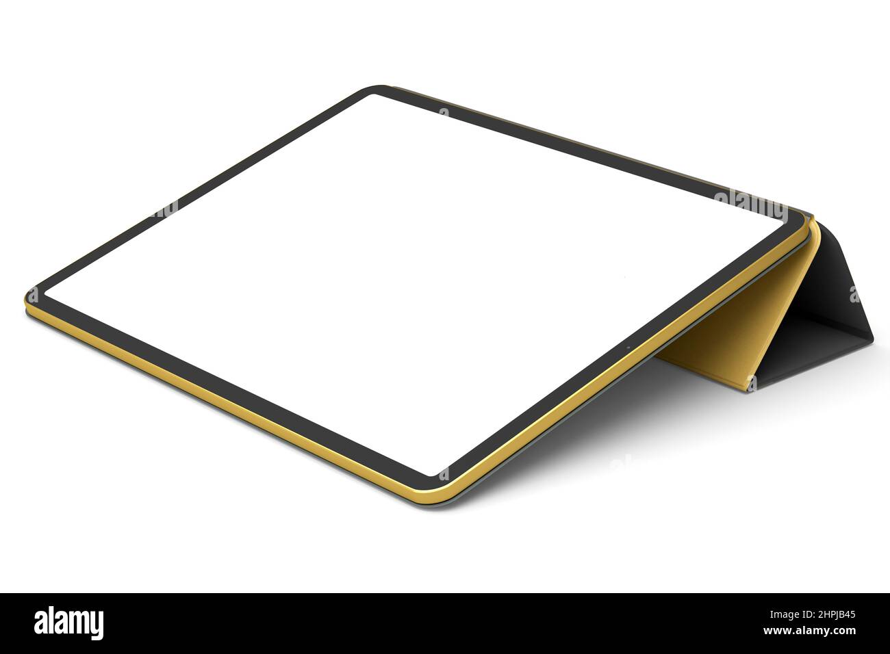 Tablette d'ordinateur avec housse isolée sur fond blanc. Le concept de rendu 3D de l'équipement de créateur et de l'espace de travail compact Banque D'Images Tablette d'ordinateur avec housse isolée sur fond blanc. Le concept de rendu 3D de l'équipement de créateur et de l'espace de travail compact Banque D'Images