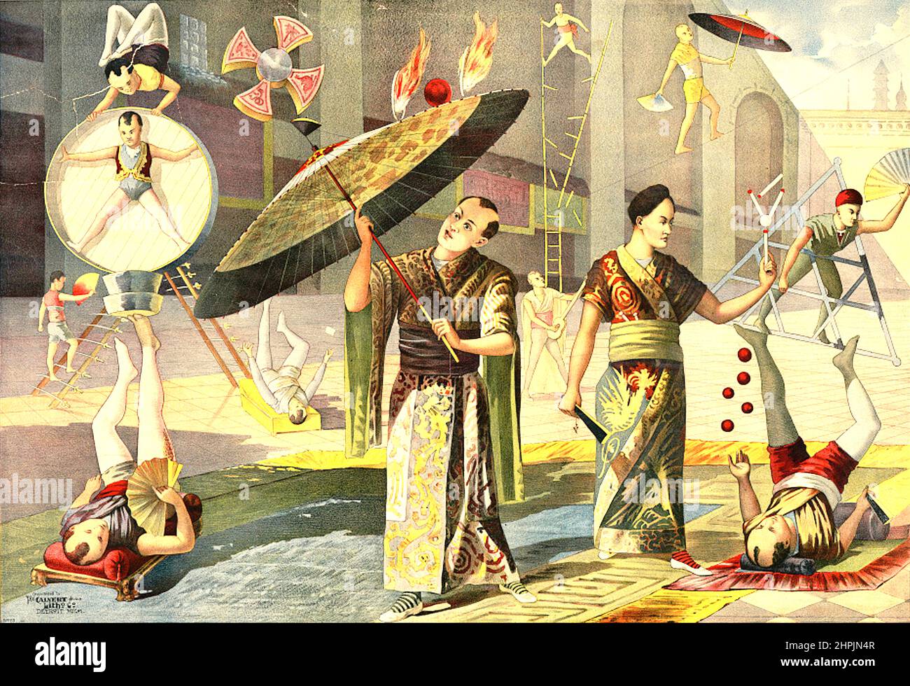 Acrobates chinois au Circus - c1891 Banque D'Images