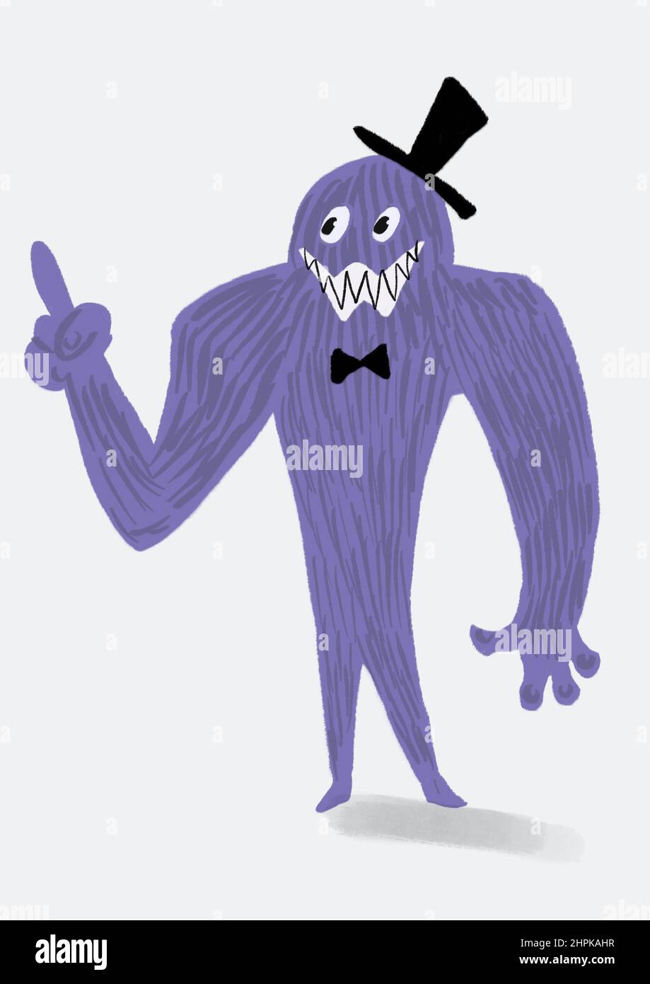 mascotte d'art de personnage de monstre dessinée à la main Banque D'Images