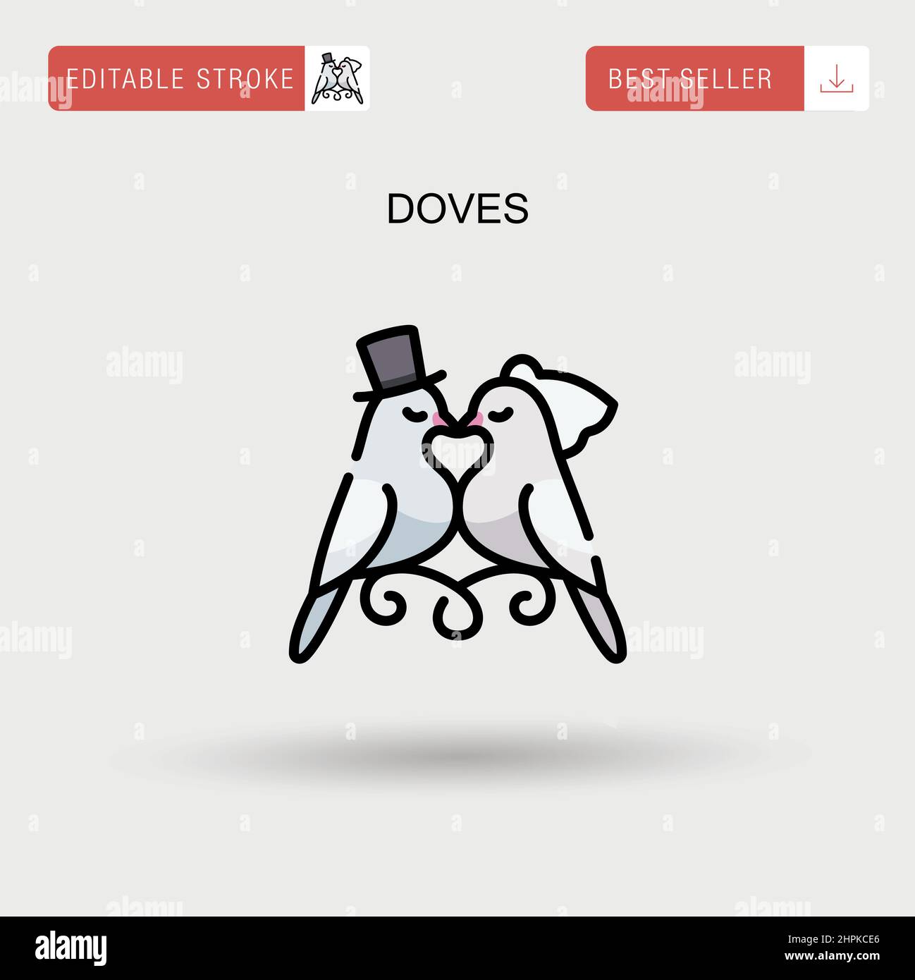 Icône de vecteur simple Doves. Illustration de Vecteur