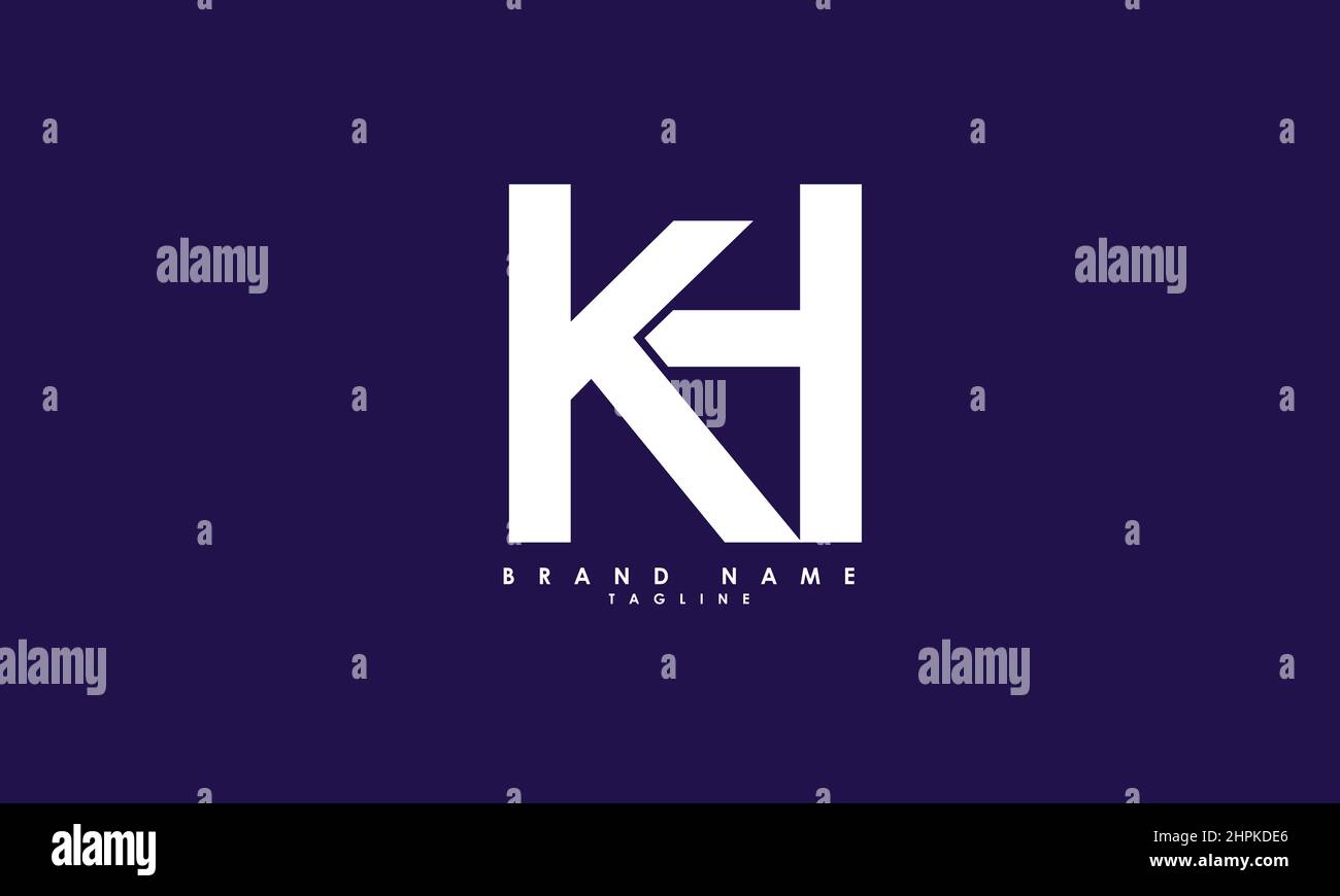 Lettres de l'alphabet initiales Monogram logo HK, KH, K et H Illustration de Vecteur