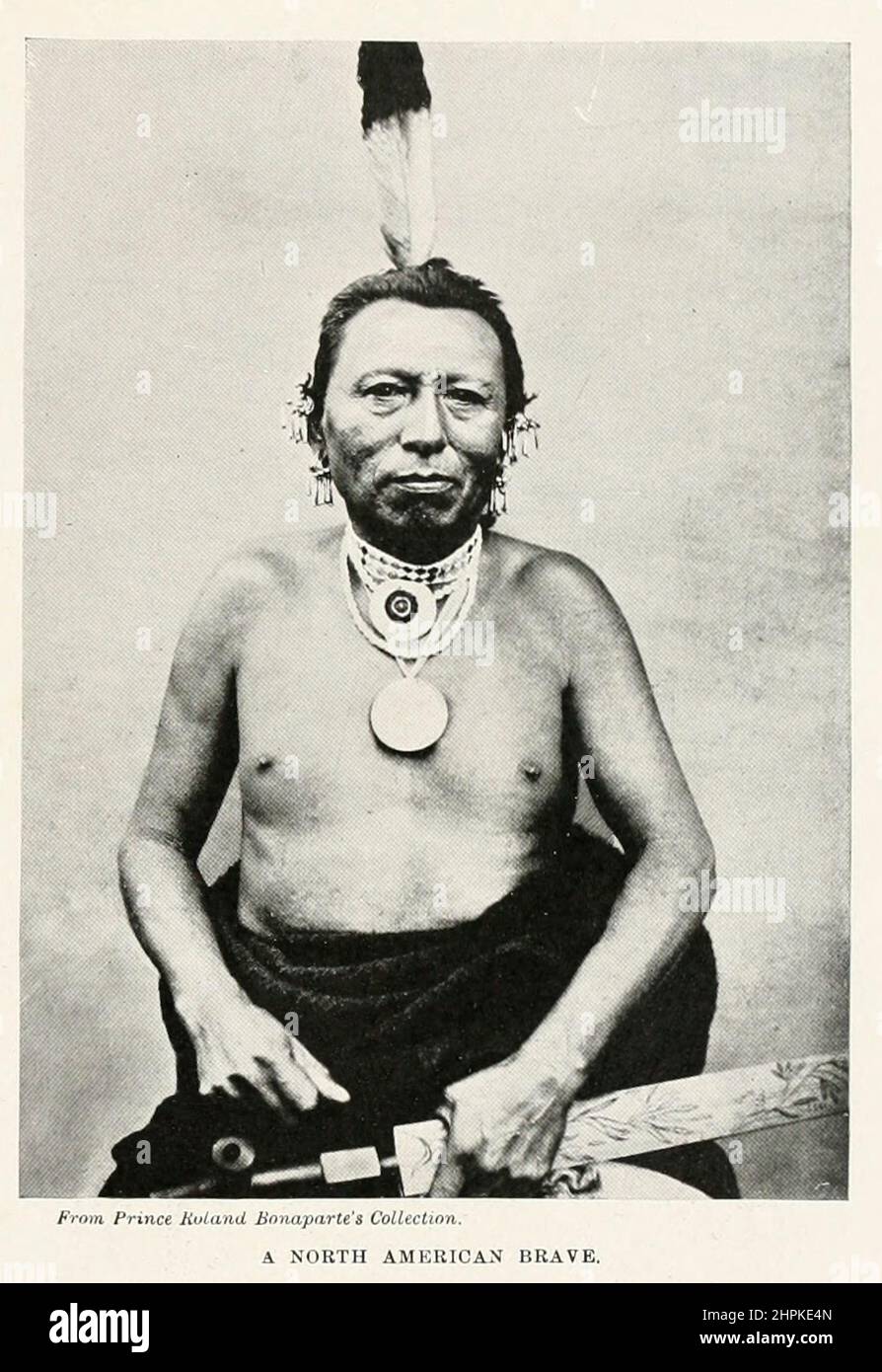 Un brave nord-américain tiré du livre The Living races of Huma; Volume 2 de Henry Neville Hutchinson, publié à Londres en 1901 par Hutchinson & co Banque D'Images