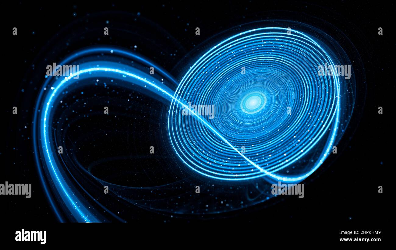 Technologie futuriste en spirale bleutée, arrière-plan abstrait généré par ordinateur, rendu 3D Banque D'Images