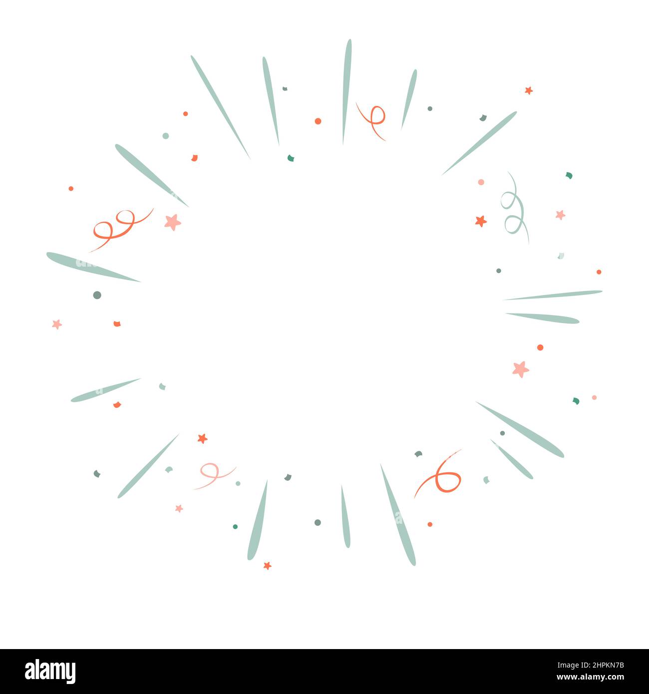 Le style vintage de Doodle Burst éclate sur fond blanc. Congrats cadre rond. Illustration d'esquisse vectorielle dessinée à la main, couleurs pastel. Ligne étincelante Illustration de Vecteur
