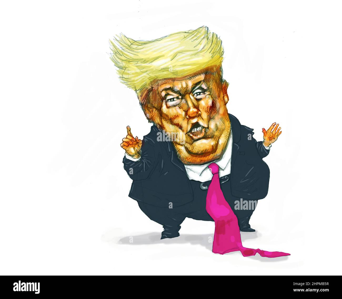 Caricature humoristique de Donald Trump (Donald John Trump) homme politique américain personnalité médiatique, homme d’affaires, 45e 47e président des États-Unis Banque D'Images