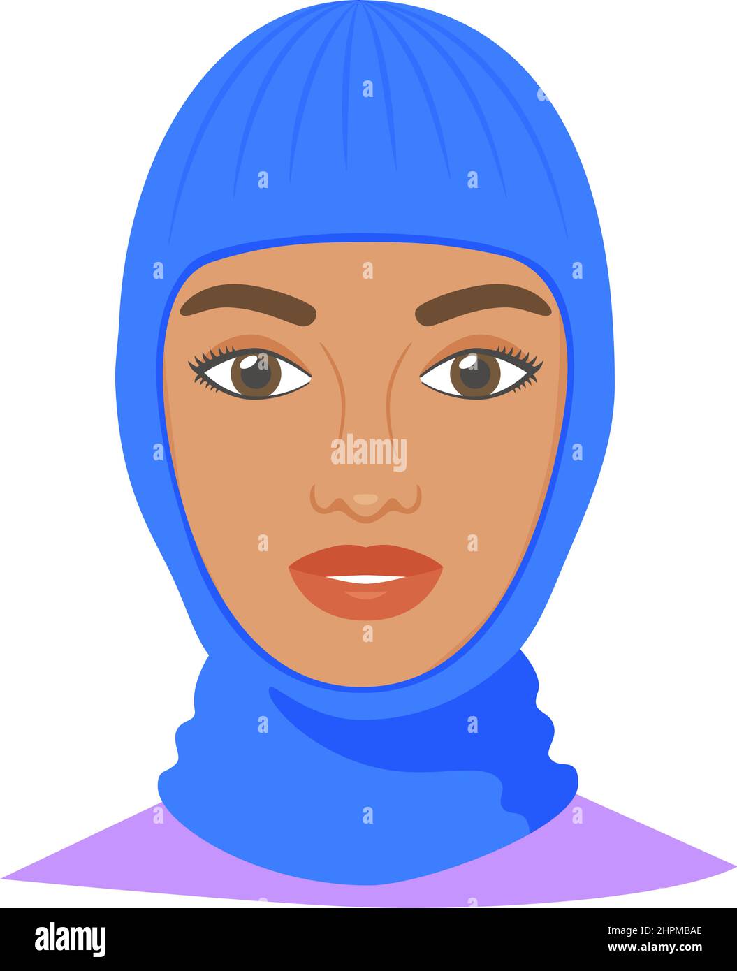 Femme noire portant un casque de balalave.Articles de chapellerie tendance à la mode pour le froid.Masque facial pour toute la tête à porter sous le casque avec style plat.Vecteur Illustration de Vecteur