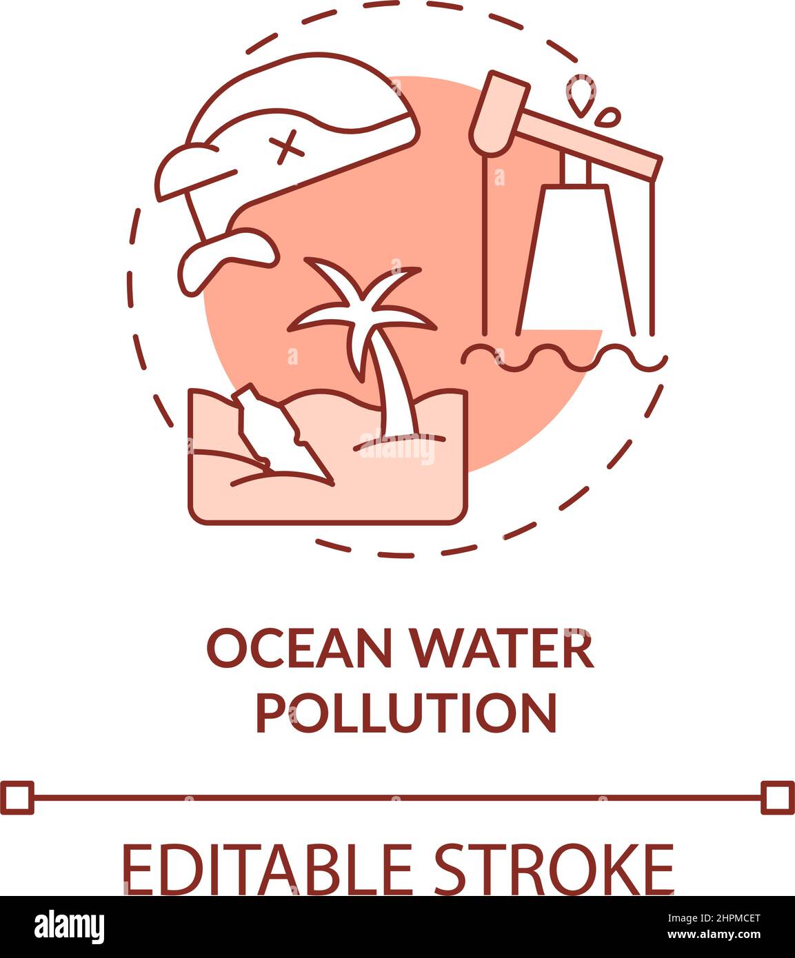 Icône concept terre cuite pollution de l'eau de l'océan Illustration de Vecteur